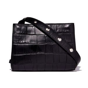 Little Liffner Crop Mini Shopper Bag in Black Croc